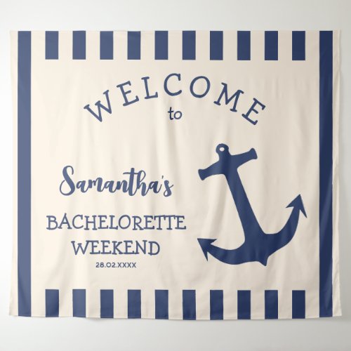 Nautical Anchor Stripe Bachelorette Party Backdrop