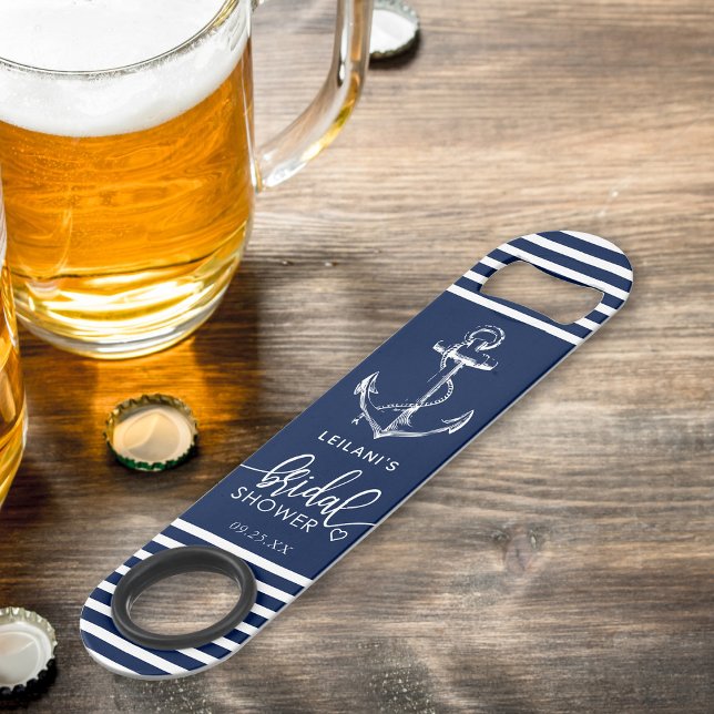 Nautical Anchor Stripe Bridal Shower Navy Blue Bar Key (Creator Uploaded)