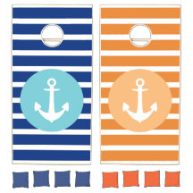 Nautical Anchor Striped Cornhole