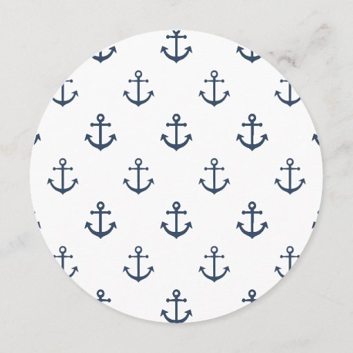 Nautical Anchor & Stripes Circle Round Menu | Zazzle