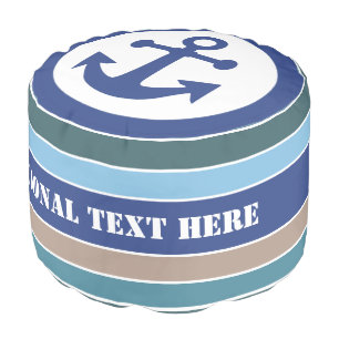 Nautical Anchor & Stripes custom pouf