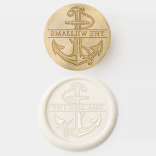 Nautical Anchor Style Family Name Embosser Wax Seal Stamp