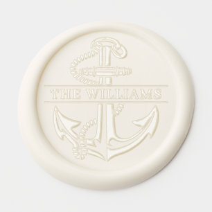 Nautical Anchor Style Family Name Embosser Wax Seal Sticker