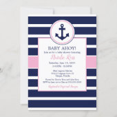 Nautical Anchor Summer Ahoy! Girl Baby Shower Invitation (Front)