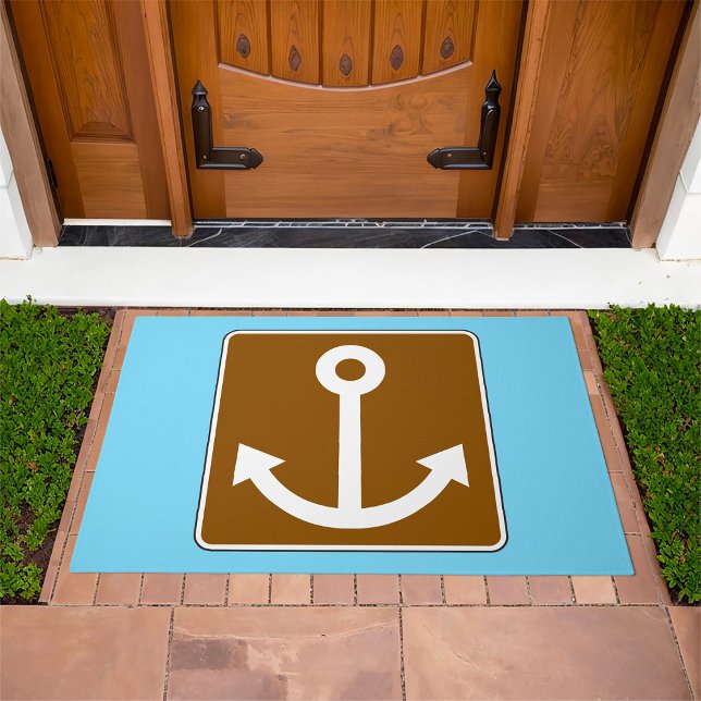 Nautical Anchor Symbol Brown Marina Sign Doormat (Creator Uploaded)