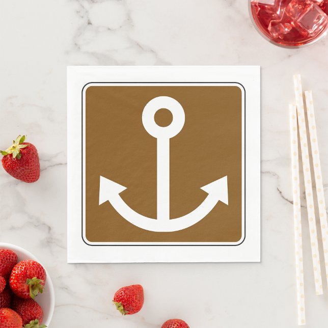 Nautical Anchor Symbol Brown Marina Sign Napkins (Creator Uploaded)