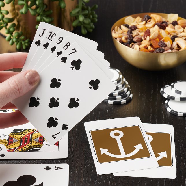Nautical Anchor Symbol Brown Marina Sign Poker Cards (Creator Uploaded)