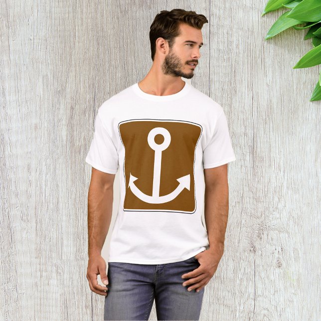 Nautical Anchor Symbol Brown Marina Sign T-Shirt (Creator Uploaded)