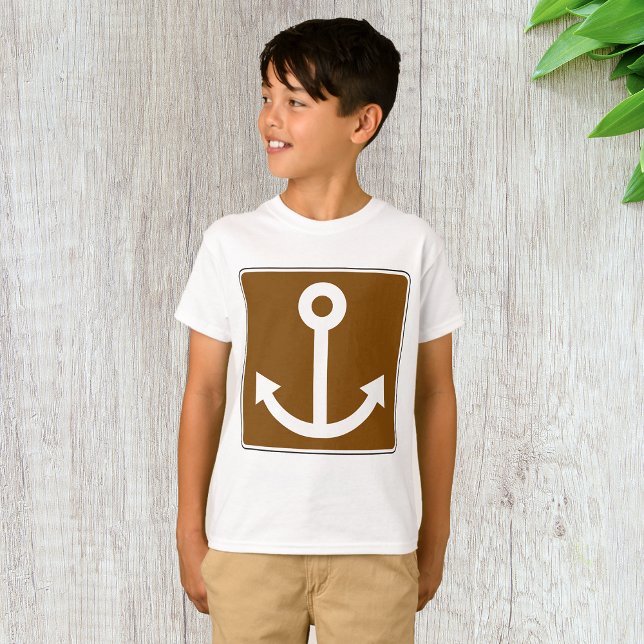 Nautical Anchor Symbol Brown Marina Sign T-Shirt (Creator Uploaded)