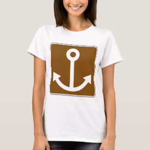 Nautical Anchor Symbol Brown Marina Sign T-Shirt