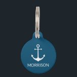 Nautical Anchor teal blue custom Name info dog cat Pet ID Tag<br><div class="desc">Nautical Anchor Custom teal blue dog cat Name contact info Pet ID tag.
you can customize the front side: with name,  or text
and the back: with name,  phone,  address,  Pet Insurance ID number,  or any important information
Modern,  minimalist,  elegant simple style.</div>