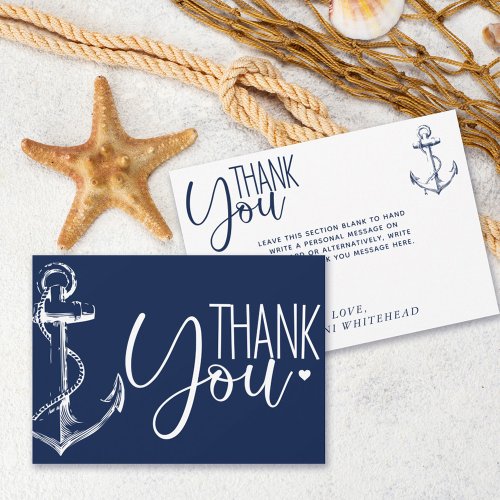 Nautical Anchor Thank You Navy Blue