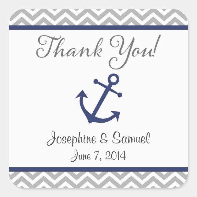 Nautical Anchor Thank You Stickers (Front)