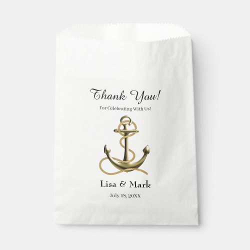 Nautical Anchor Thank You Wedding Favor Bag