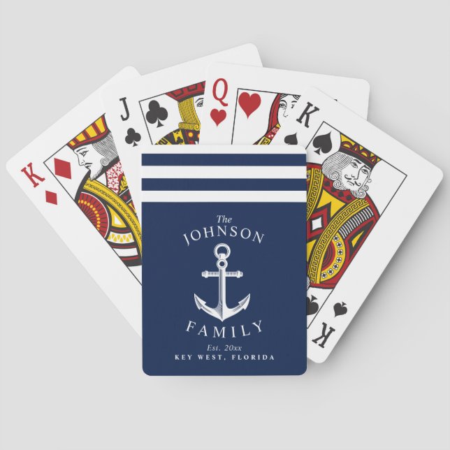 Nautical Anchor Themed Family Reunion Poker Cards (Back)
