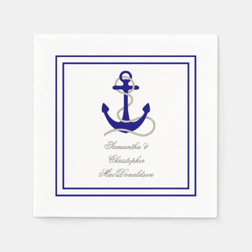 Nautical anchor themed wedding napkins