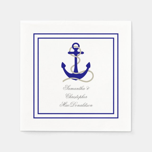 Nautical anchor themed wedding napkins (Front)