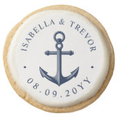 Nautical Anchor Themed Wedding Round Shortbread Cookie (Front)