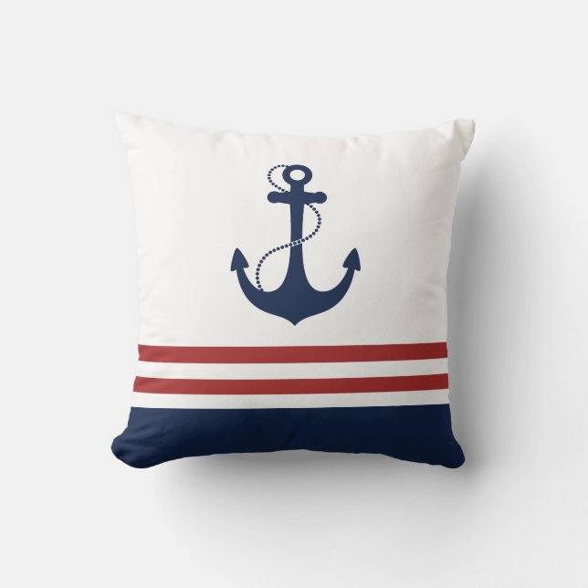 Nautical Anchor Throw Pillow (Front)