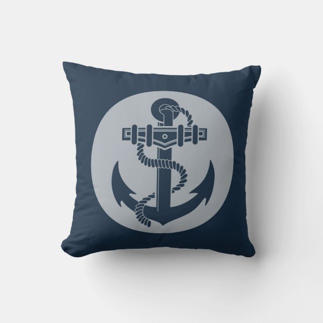 Nautical Anchor Throw Pillow (Front)