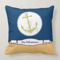 Nautical Anchor Throw Pillow