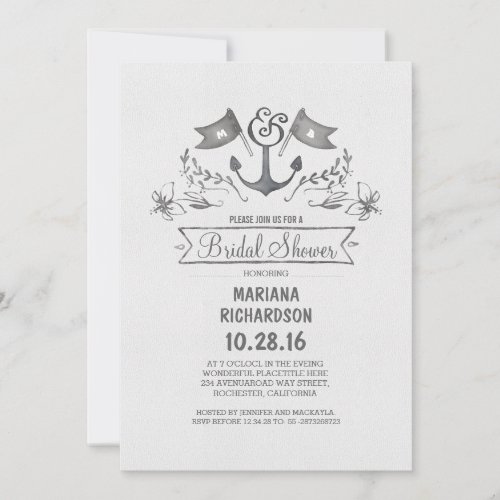 Nautical anchor vintage beach bridal shower invitation