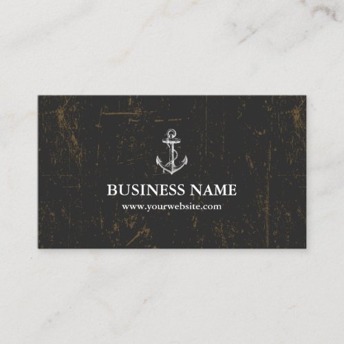Nautical Anchor Vintage Grunge Dark Business Card