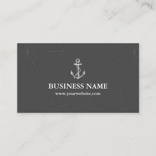Nautical Anchor Vintage Grunge Dark Gray Business Card
