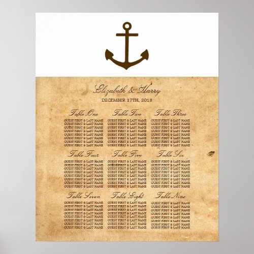 Nautical Anchor Vintage Paper Seating Chart