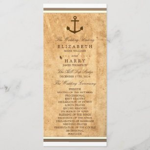 Nautical Anchor Vintage Paper Wedding Program