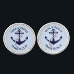 Nautical Anchor W/Rope Personalized Groom's Gift Cufflinks<br><div class="desc">Nautical Anchor W/Rope Personalized Men's Fashion Accessories Cufflinks Custom with Names and Wedding Date/Place for Wedding, Engagement Anniversary Bachelor Party Gift or a Favor Idea for Groom Best Man Groomsman Gifts. Personalize it with Bride and Groom's names and wedding date/place or click the "Customize It" button to go to the...</div>