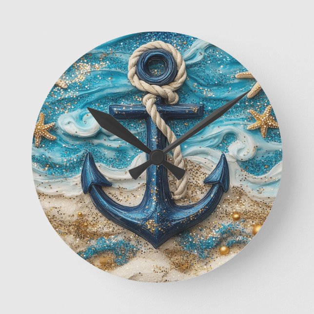 Nautical Anchor Wall Clock (Front)