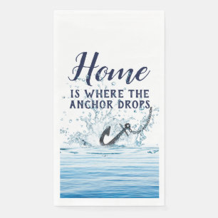 Nautical Anchor Water Splash and Quote Paper Guest Towels