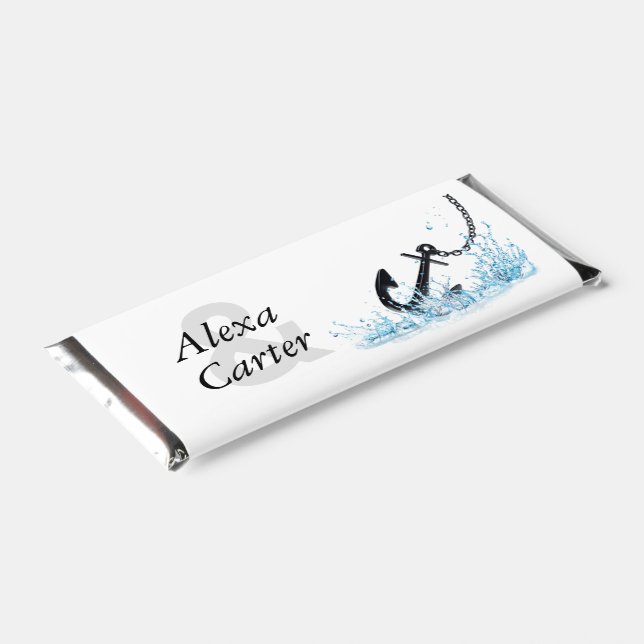 Nautical Anchor Water Splash Hershey Bar Favors (Angled)