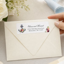 Nautical Anchor Watercolor Floral Wedding Label