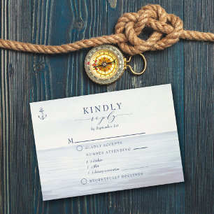 Nautical Anchor Watercolor Ocean Meal Choice RSVP Card