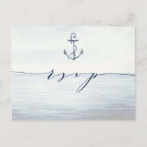 Nautical Anchor Watercolor Ocean Meal Choice RSVP Postcard