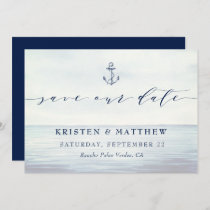 Nautical Anchor Watercolor Ocean Scene  Save The Date