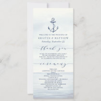 Nautical Anchor Watercolor Ocean Wedding Program