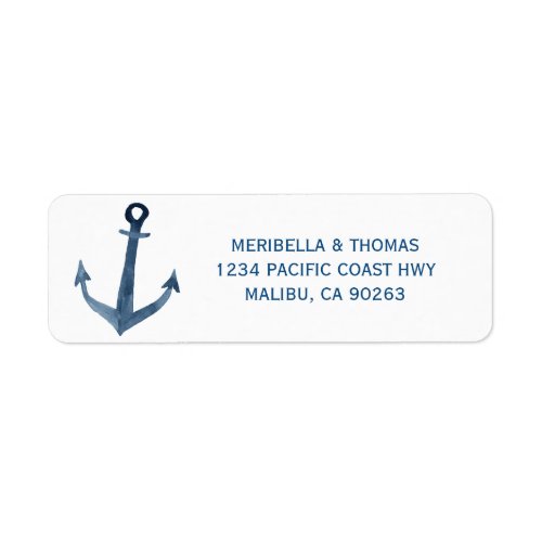 Nautical Anchor Watercolor Return Address Label