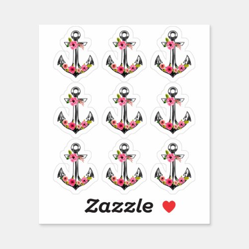 Nautical Anchor Watercolor Roses Beach Planner Sticker