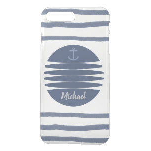 Nautical anchor watercolor sailor stripes iPhone 8 plus/7 plus case