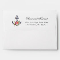 Nautical Anchor Watercolor Wedding Envelope