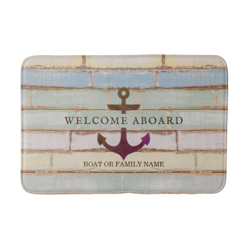 Nautical Anchor Weathered Rustic Wood Bath Mat