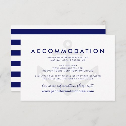 Nautical Anchor Wedding Accommodation Enclosure Card