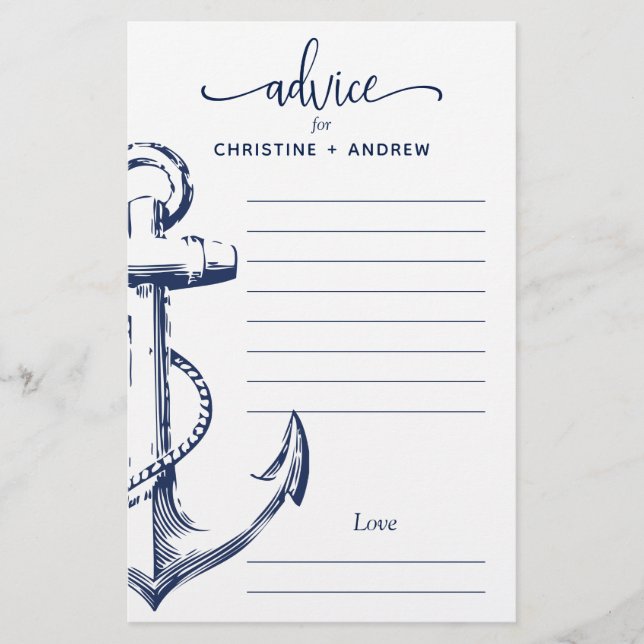 Nautical Anchor Wedding Advise (Front)