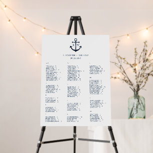 Nautical Anchor Wedding Alphabetic Seating Chart Foam Board