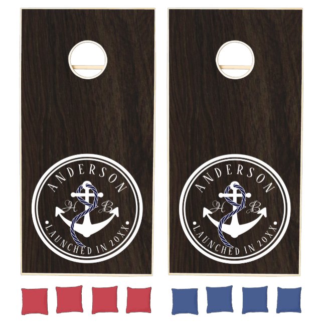 Nautical Anchor Wedding / Anniversary Custom Cornhole Set (Set)