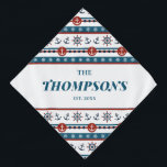 Nautical Anchor Wedding Anniversary Gift Idea  Bandana<br><div class="desc">Personalize this beautiful design with your very own last name and established date. You can customize this design further if you want a different font and color. Design features anchor and ship wheel pattern. This makes a great gift for newlyweds or for anniversaries. A wonderful keepsake that you can actually...</div>
