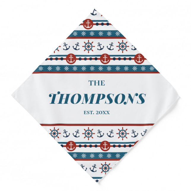 Nautical Anchor Wedding Anniversary Gift Idea  Bandana (Front)